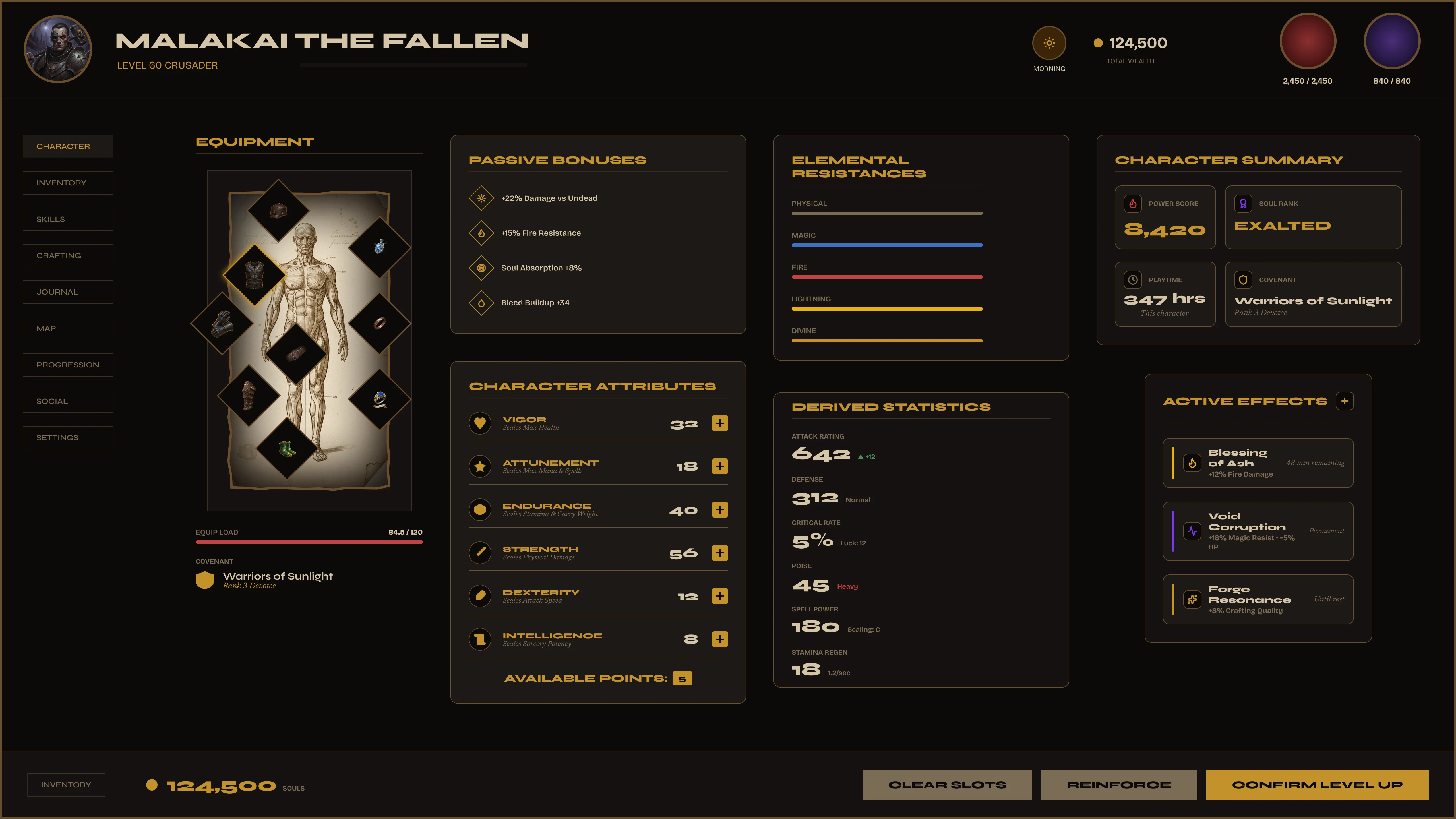 Valdüm Character sheet — full screen