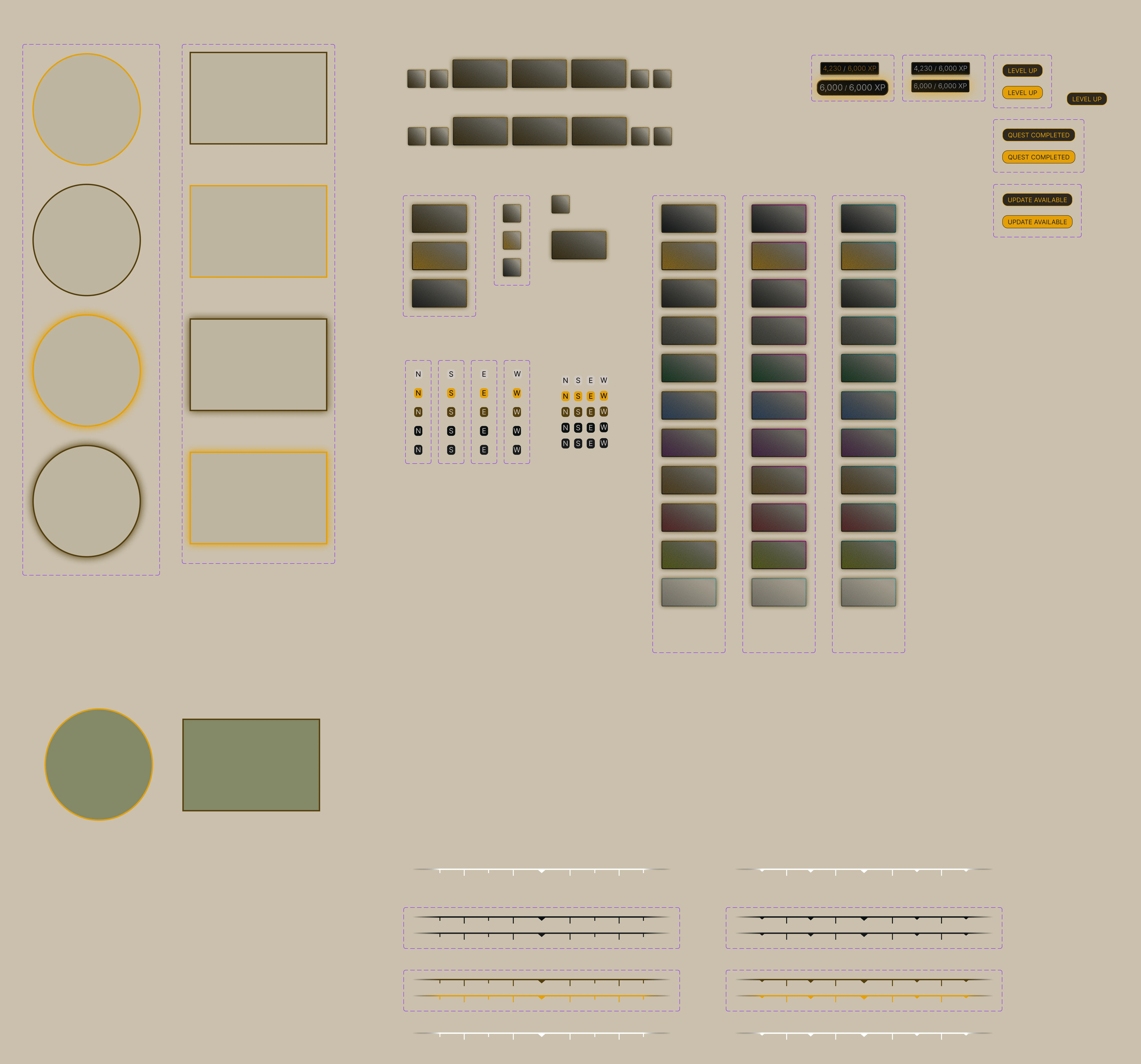 Minimap frames, weapon slots, rarity panels