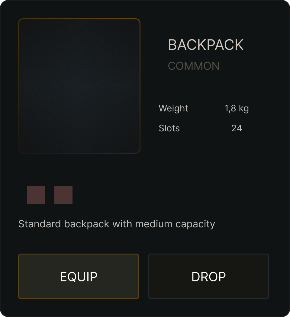 Common rarity item card