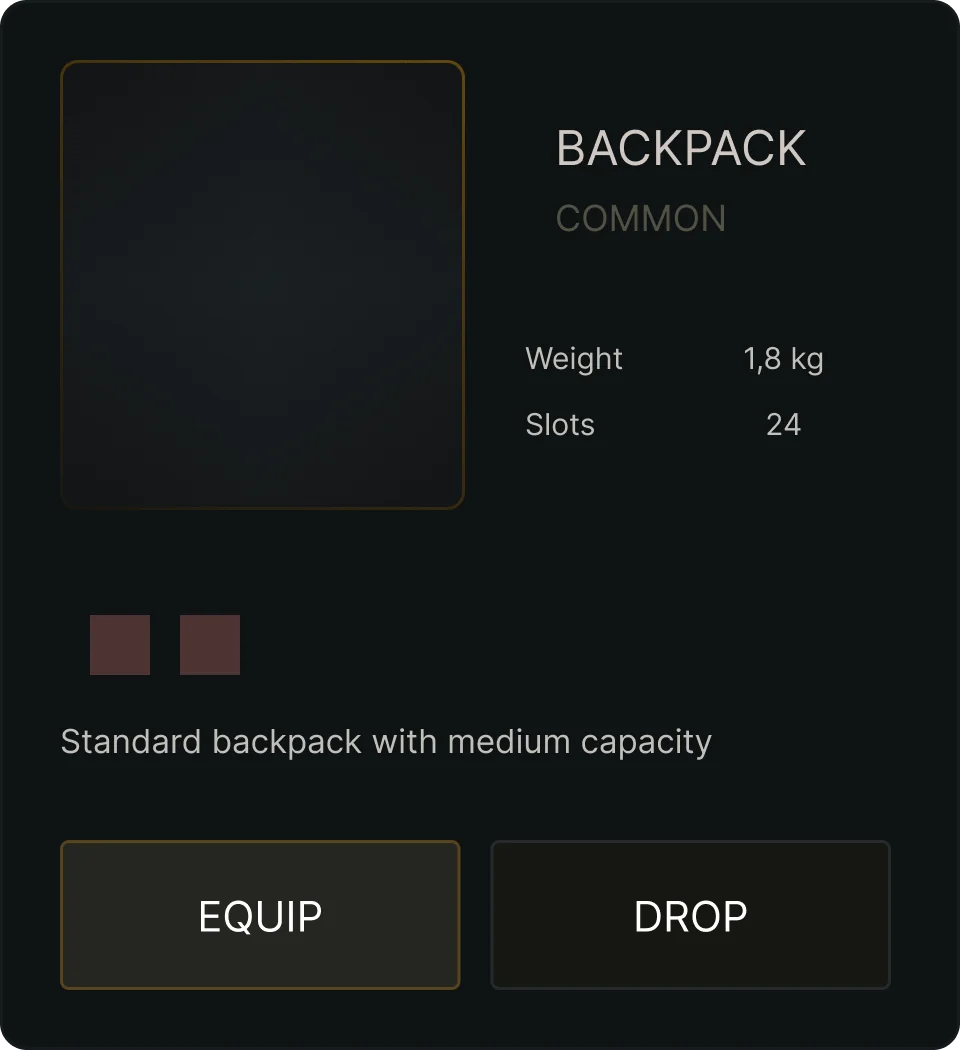 Common rarity item card