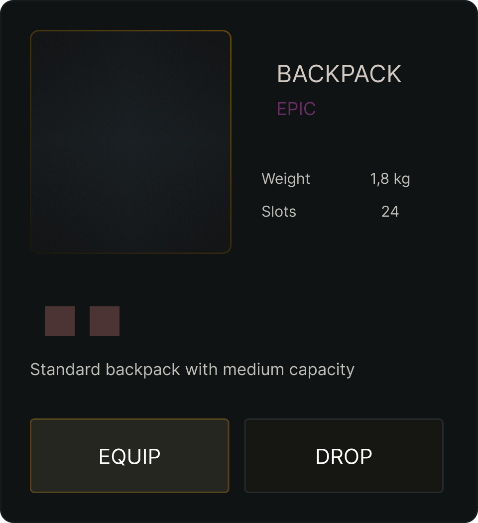 Epic rarity item card