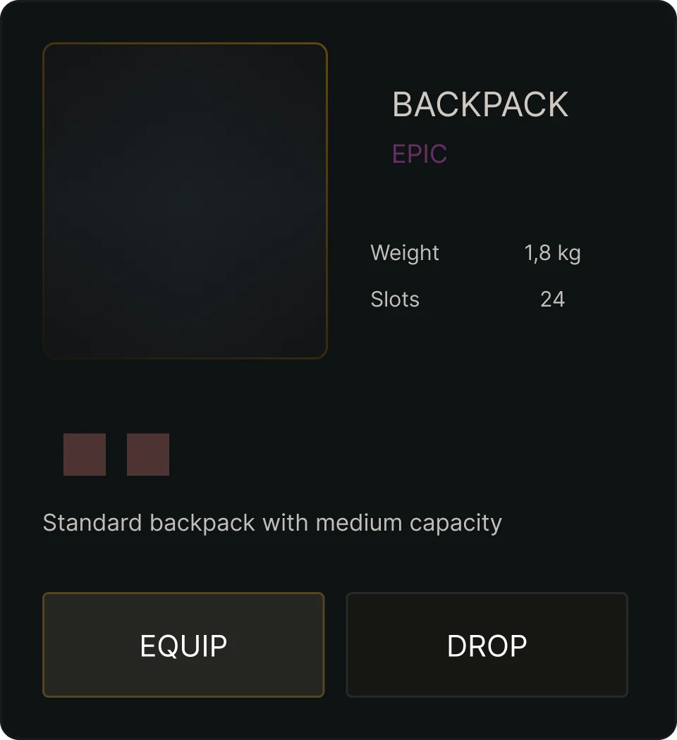 Epic rarity item card