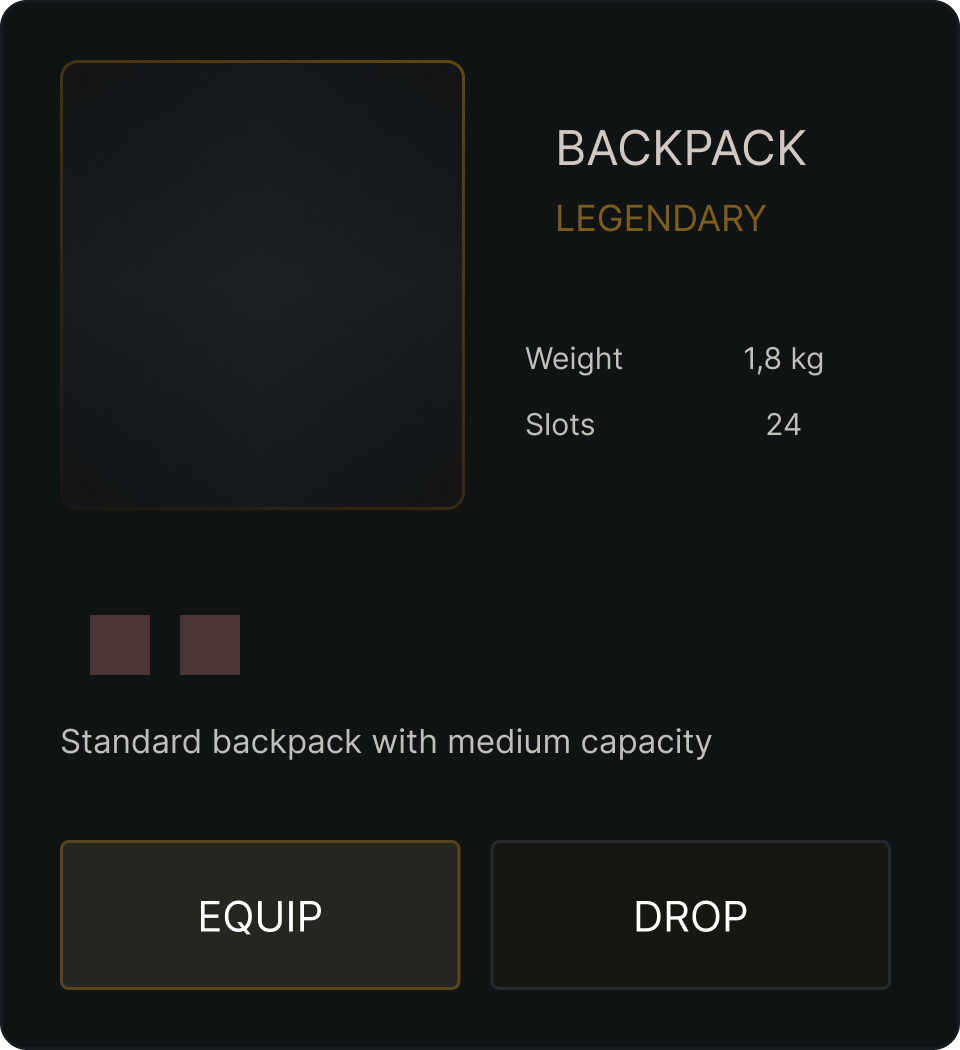 Legendary rarity item card
