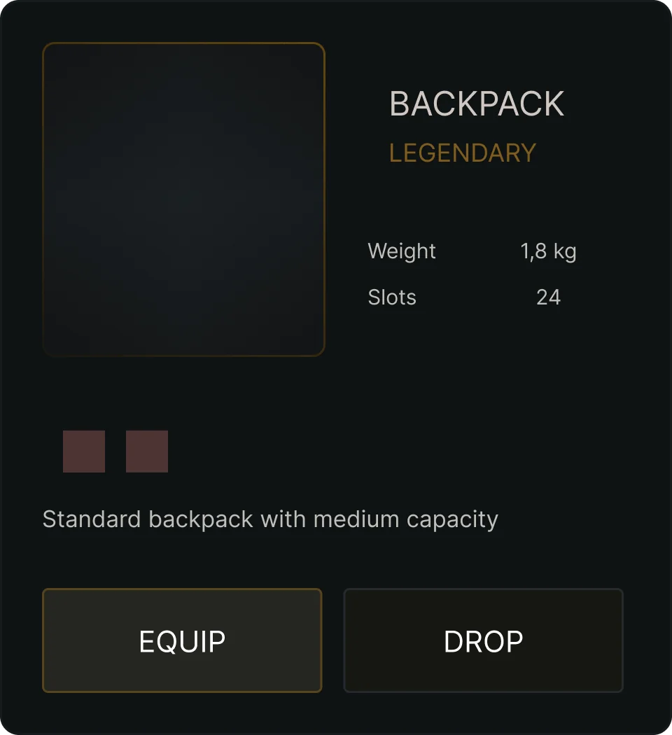 Legendary rarity item card