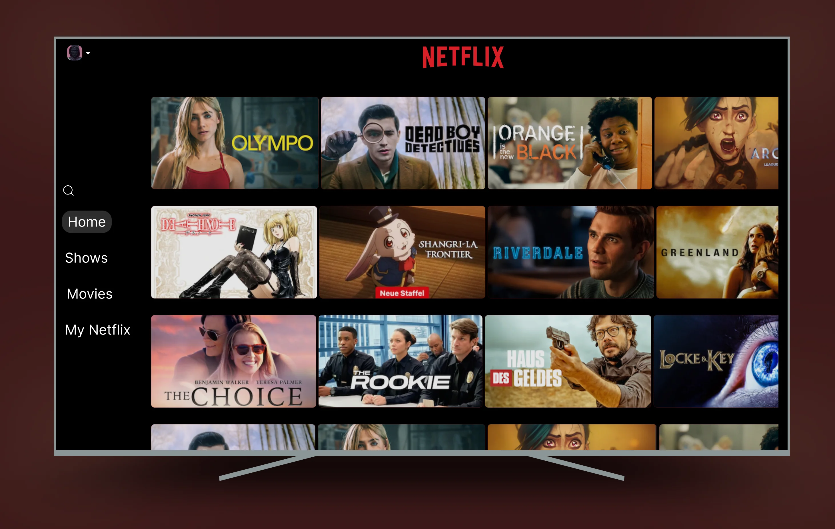 Netflix — redesigned left navigation