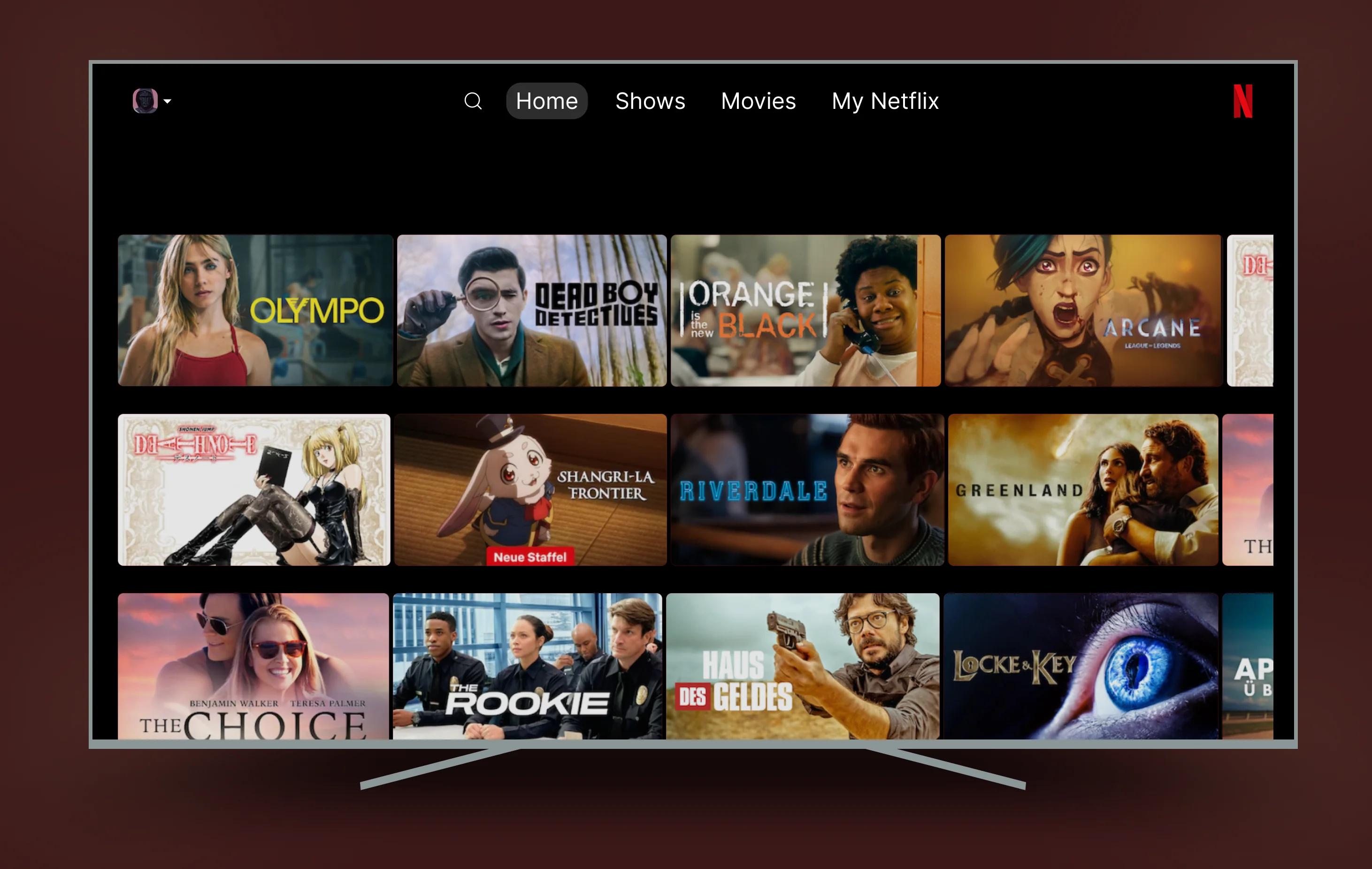 Netflix — original top navigation