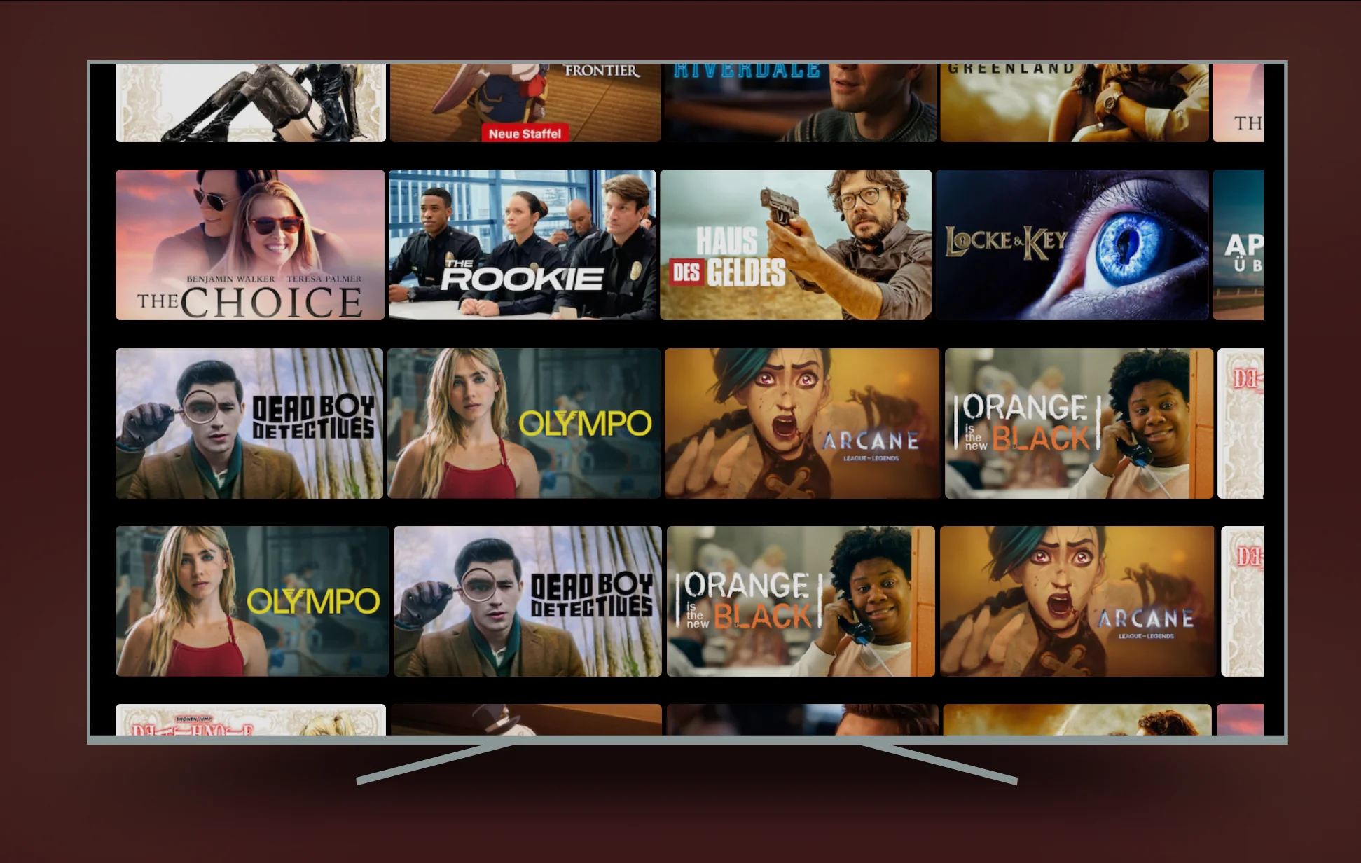 Old Netflix — scrolled down, nav completely out of reach