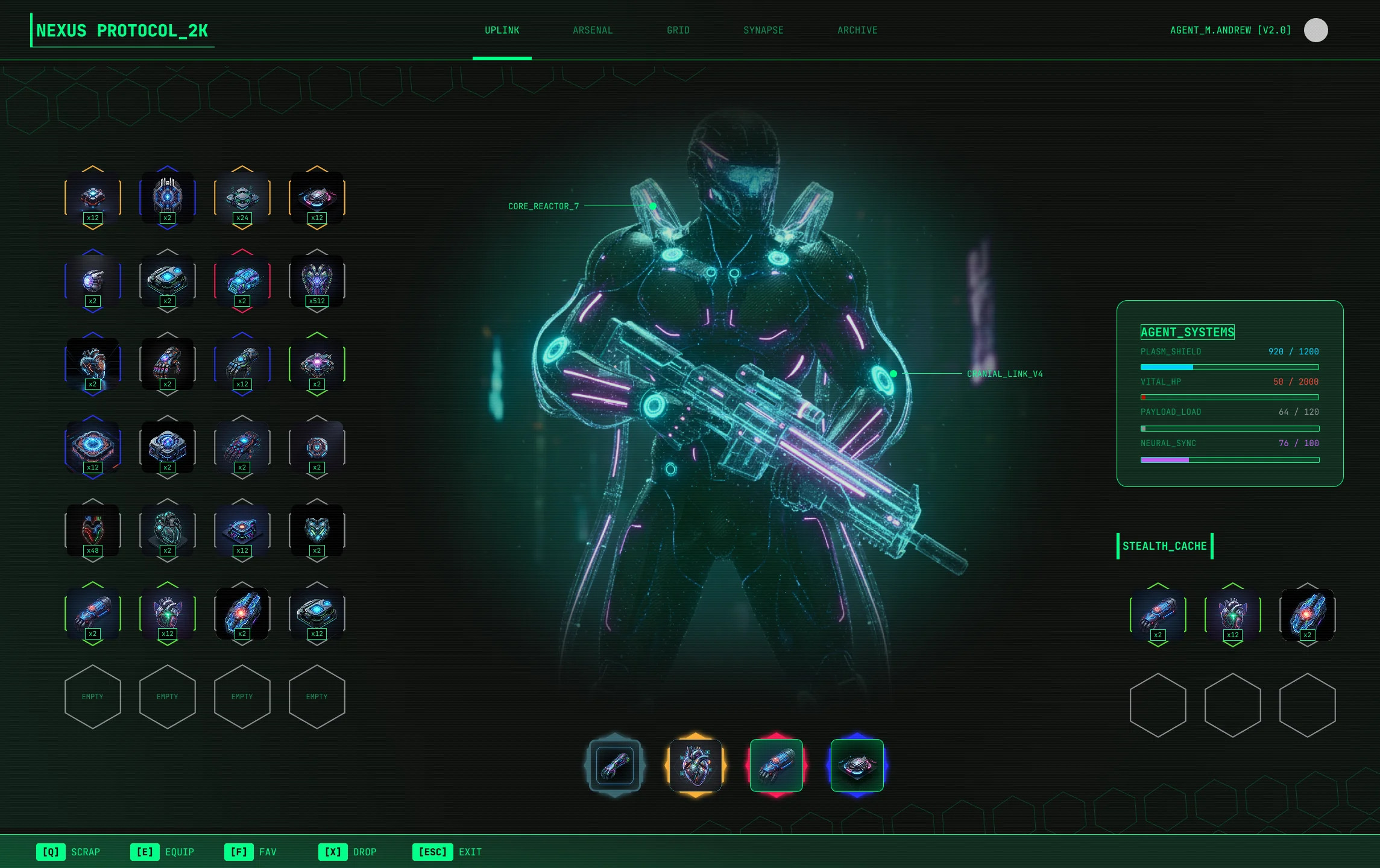Nexus Protocol 2X — Sci-Fi Inventory UI Kit