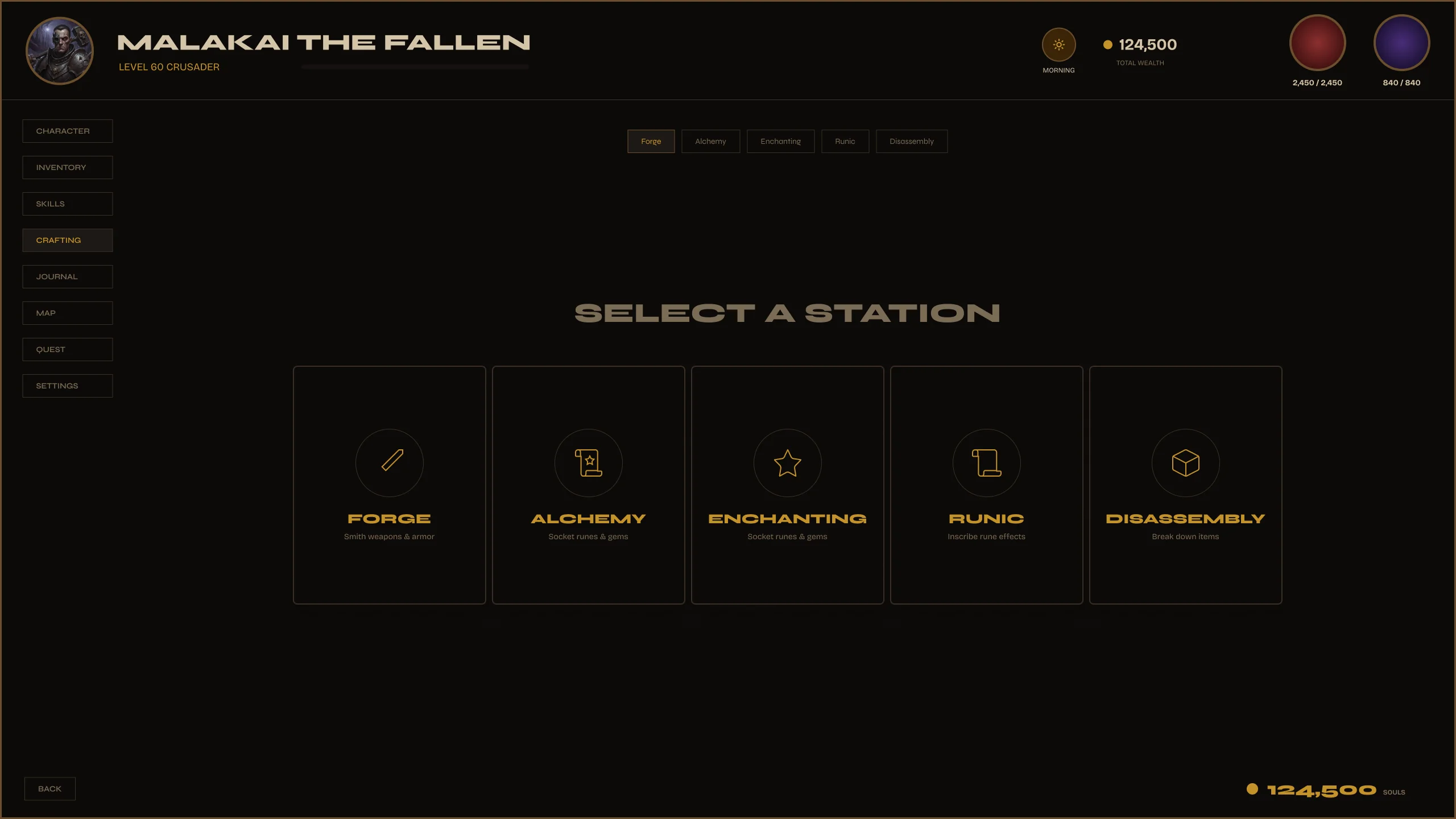 Station Select screen