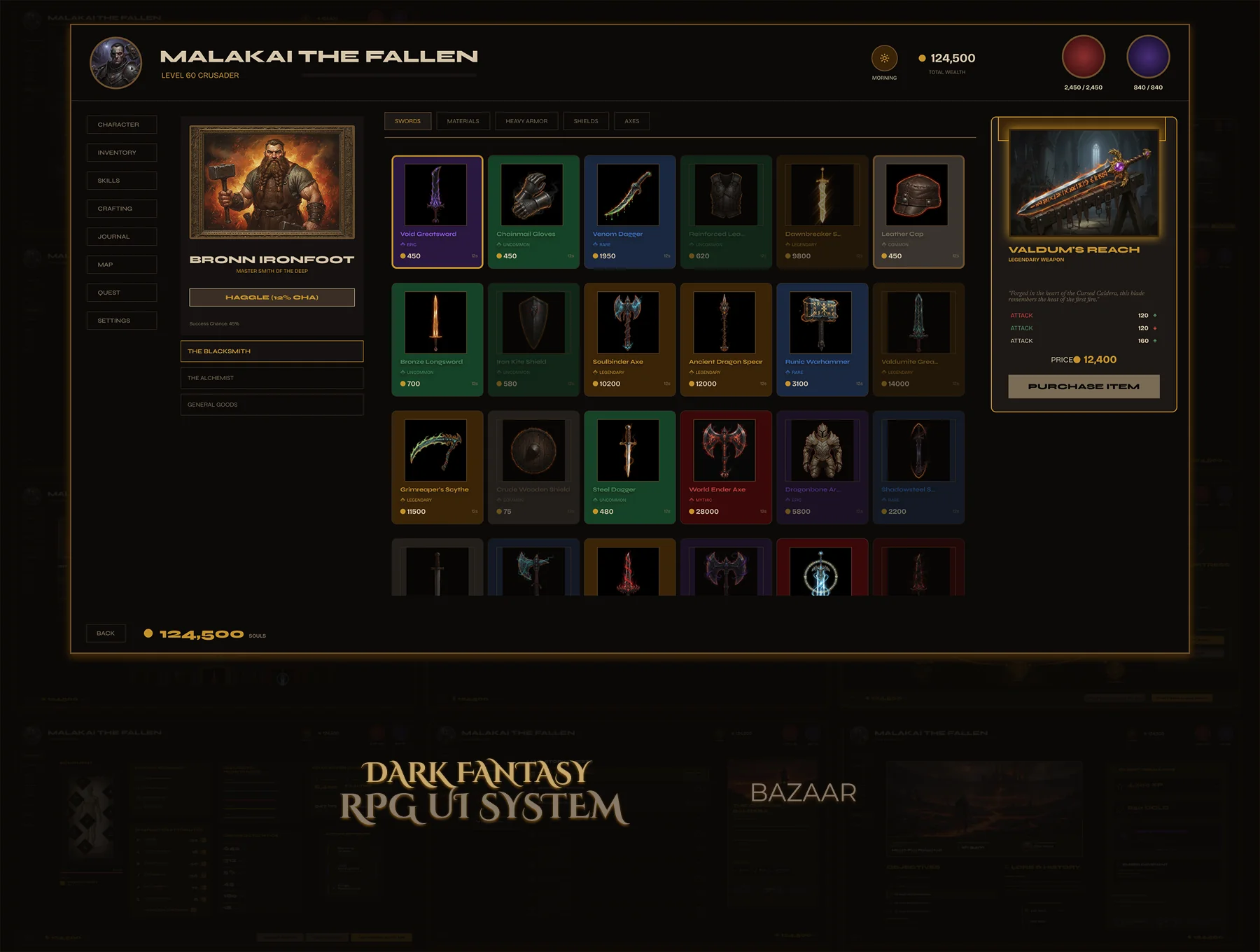 Bazaar screen mockup