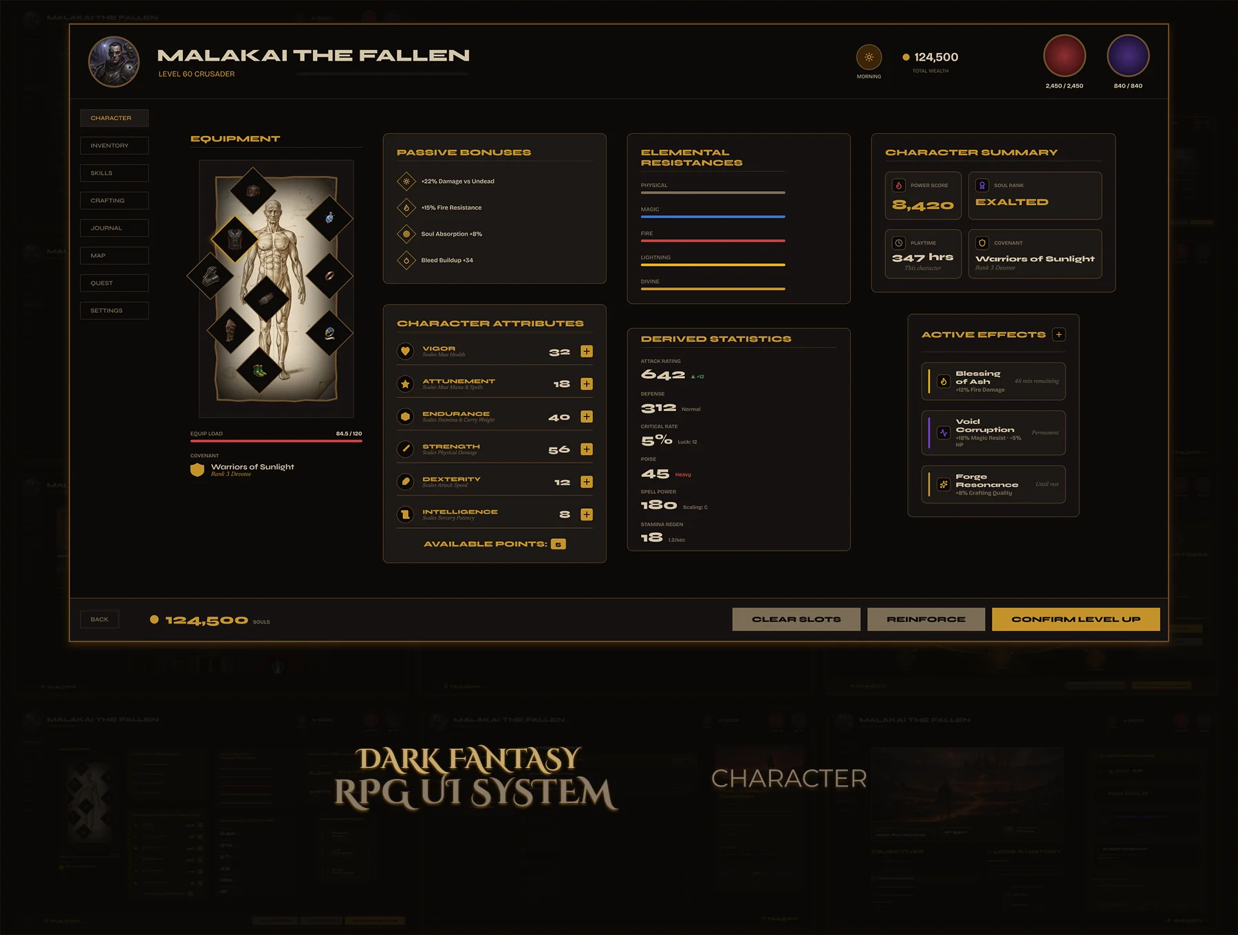 Character sheet mockup