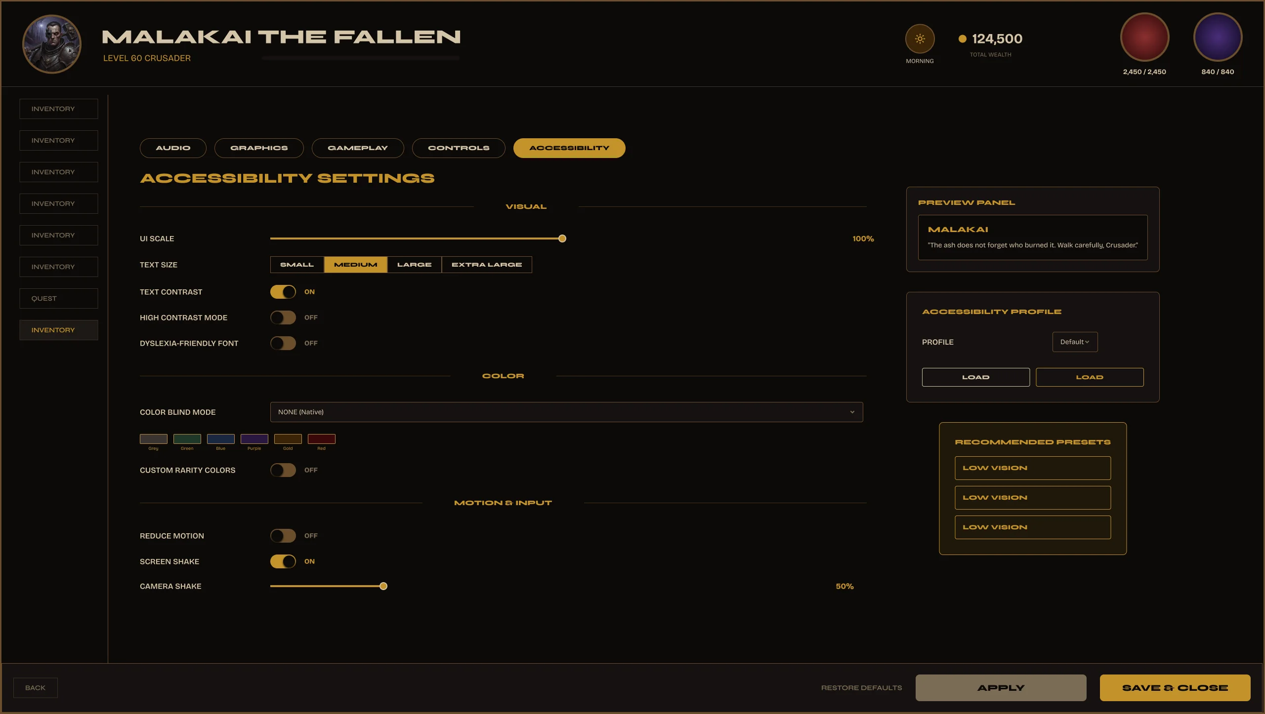 Settings — Accessibility
