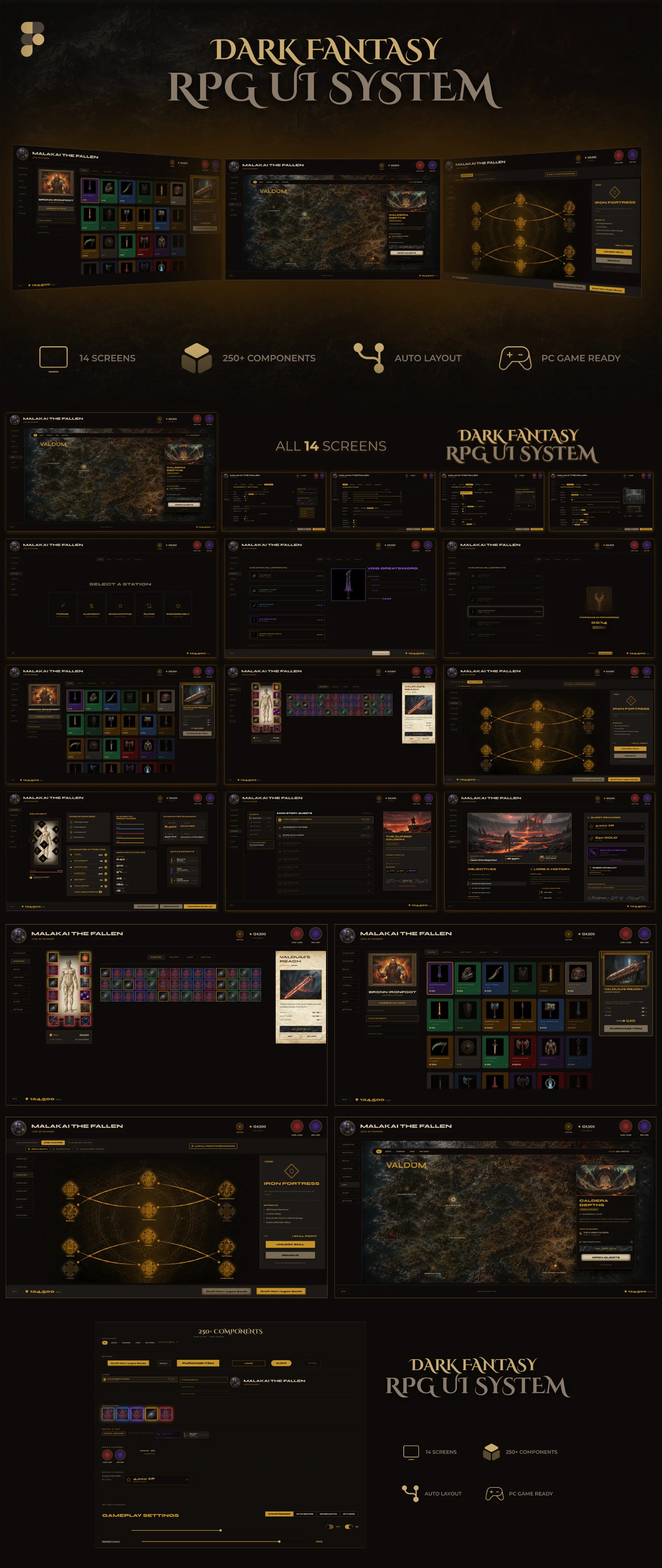 Valdûm — Full system preview, all 14 screens